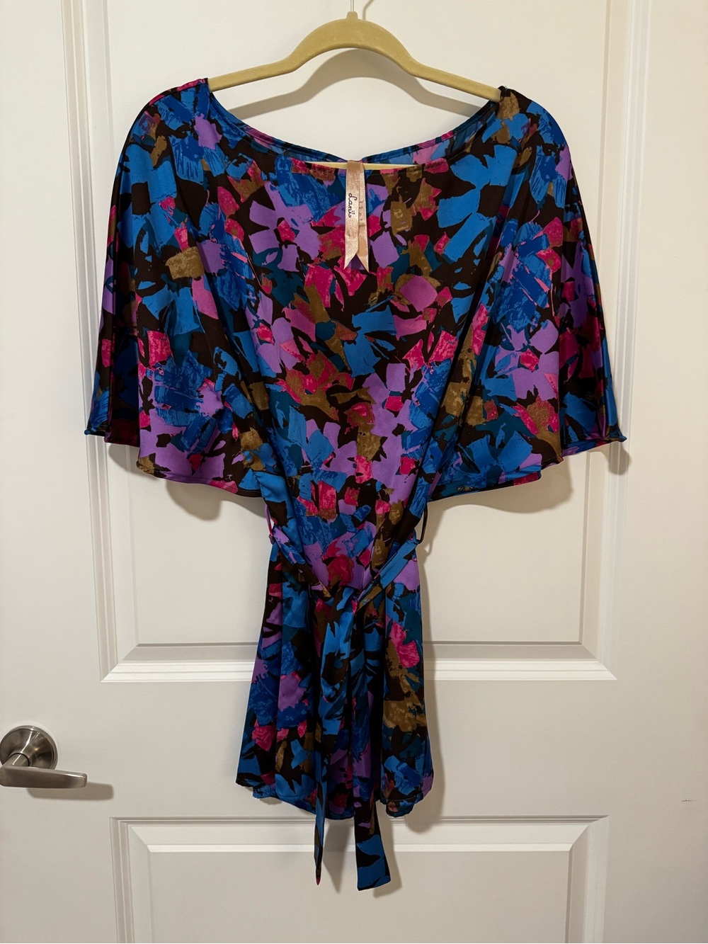 Floral Tie-Waist Women’s Dress in Blue and Purple